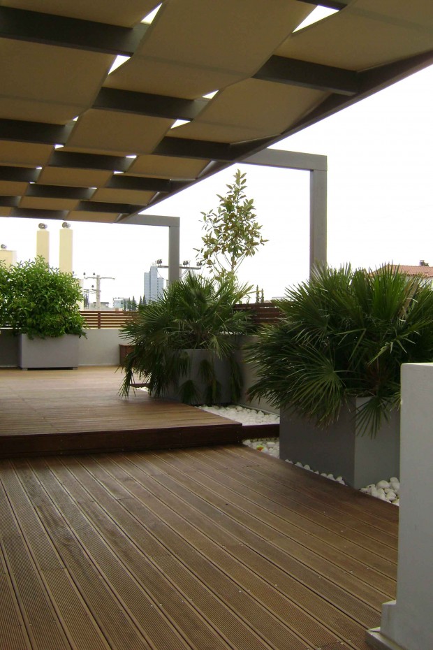 deck on a terrace with iroko wood