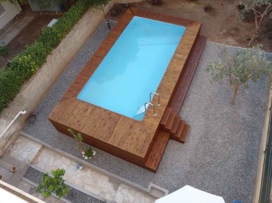 pool deck with treated timber