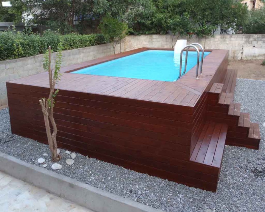 pool deck with treated timber